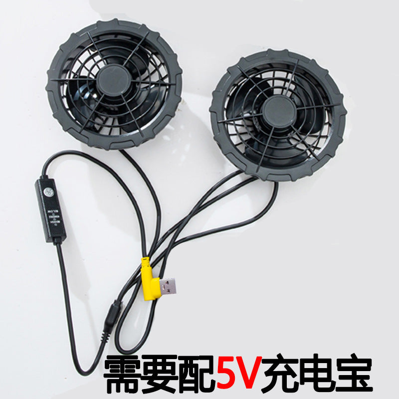 Cross-border summer refrigeration air conditioning clothing cooling fan clothing short sleeve outdoor construction site heatstroke prevention labor protection clothing tooling wholesale