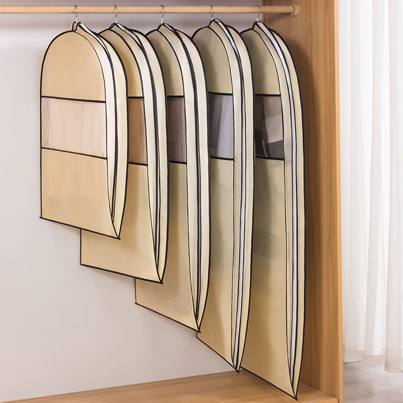 Non-woven Clothes Dust Cover Suit Cover Dust Bag Household Fully-enclosed Storage Cover Hanging Pocket