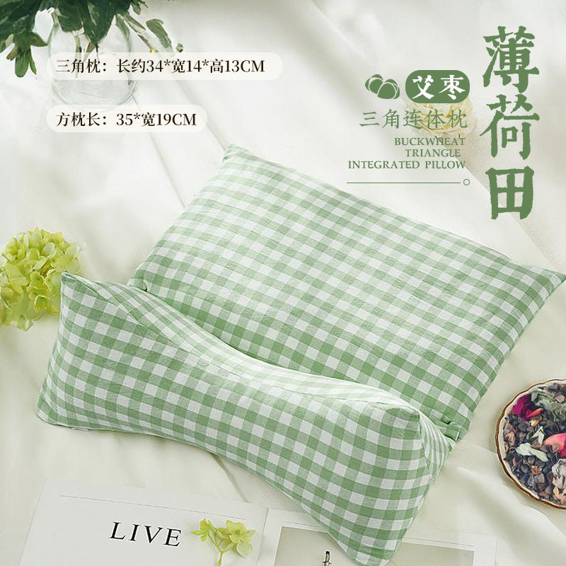 Wholesale Pure Cotton Pure Buckwheat Shell Diamond Cervical Pillow Household Adult Waist Pillow Nap Pillow Wholesale Buckwheat Pillow