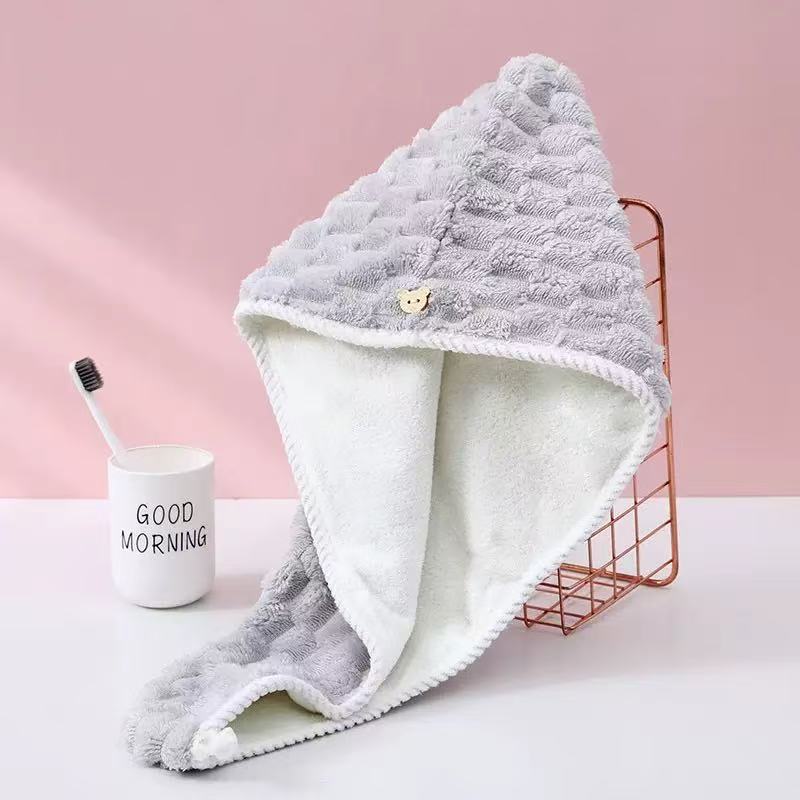 New Style Thickened Wavy Quick-drying Turban Women's Super Absorbent Non-cleaning Dry Hair Towel Super Soft Coral Fleece Dry Hair Cap