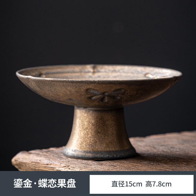 Chinese-style Blue and White Porcelain Fruit Plate Living Room Coffee Table Household Ceramic Refreshment Snack Plate High Foot Delicate Dried Fruit Snack Plate