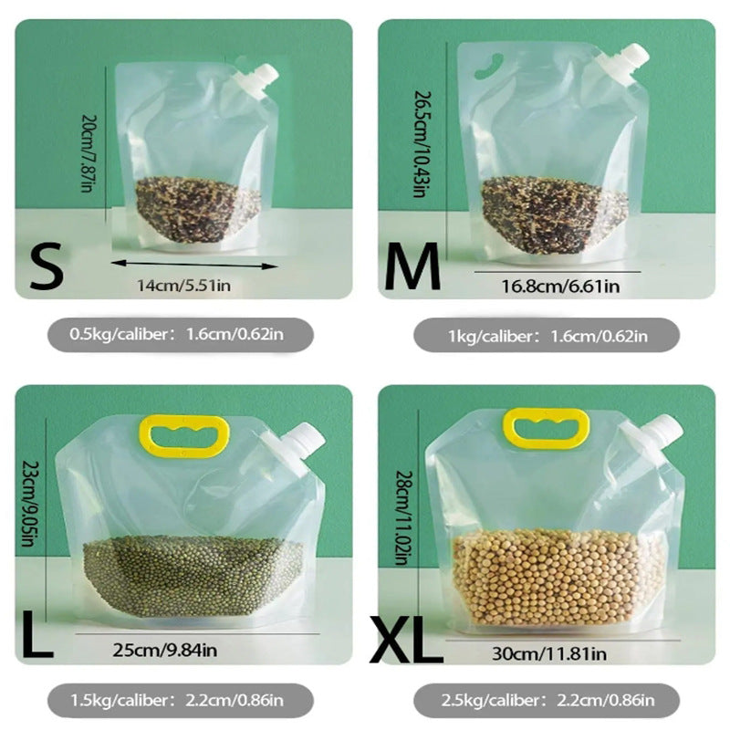 Grain Storage Bag Household Kitchen Transparent Rice Moisture-proof Sealed Packaging Bag Thickened Portable Suction Mouth Bag
