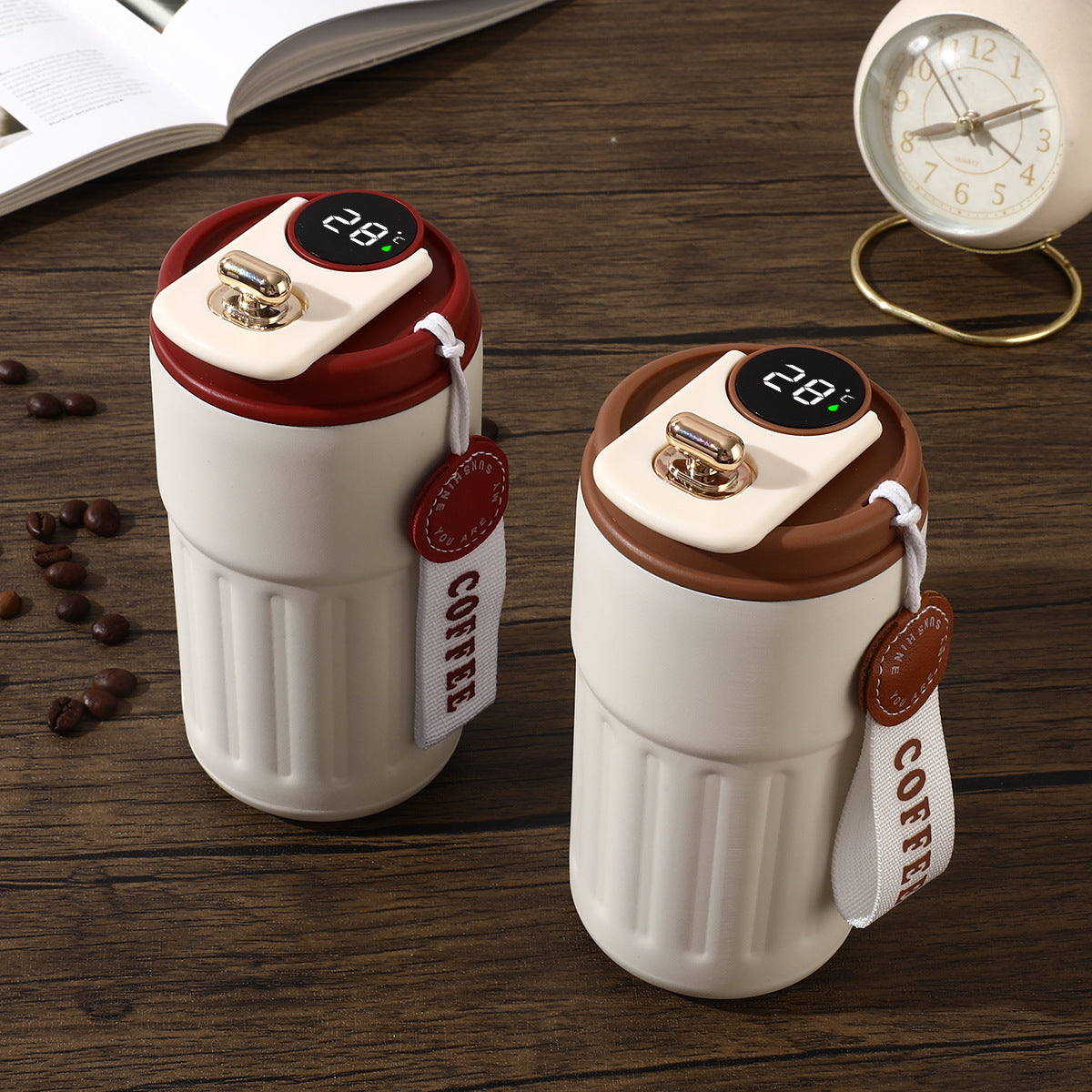 New intelligent display temperature coffee cup 316 stainless steel thermos cup high color value accompanying portable car cup gift
