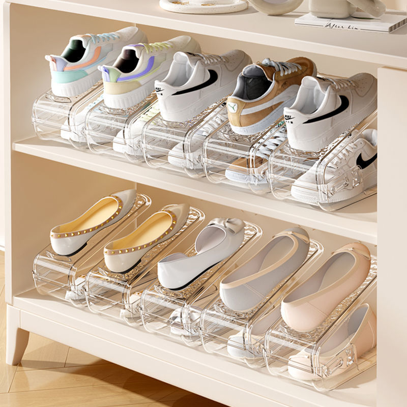 Shoe Storage Artifact Adjustable Double-Layer Shoe Support Layered Shoe Cabinet Foldableing Space-Saving Plastic Shoe Support Bracket
