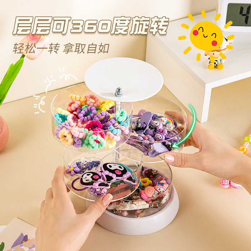 Cross-border TEMU Explosions Hair Accessories Storage Box Rotating Baby Hair Card Headwear Clip Little Girl's Headband Rubber Belt Jewelry