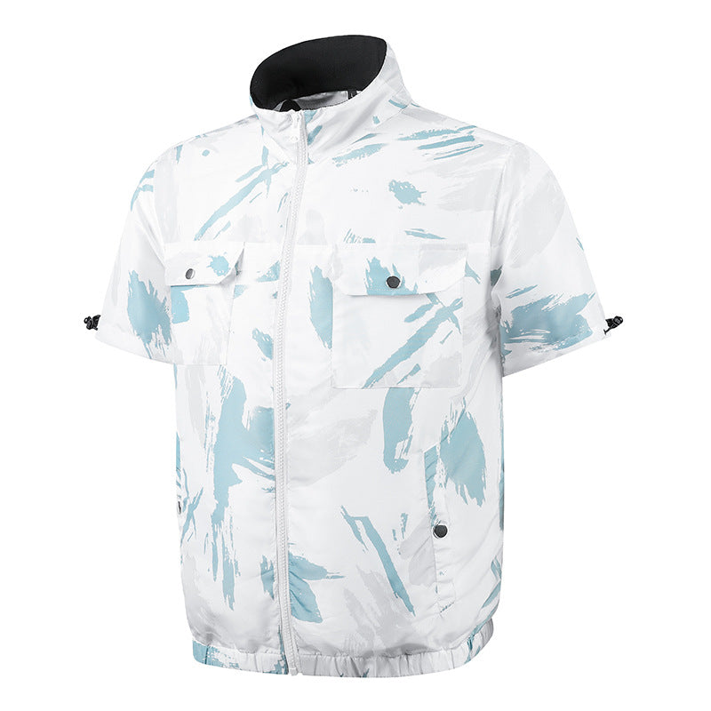Cross-border summer refrigeration air conditioning clothing cooling fan clothing short sleeve outdoor construction site heatstroke prevention labor protection clothing tooling wholesale