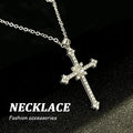 2024 Summer New Fashion Neck Chain Full Diamond Star Cross Necklace Cold Wind Sweet Cool Flash Diamond Pendant Neck Chain