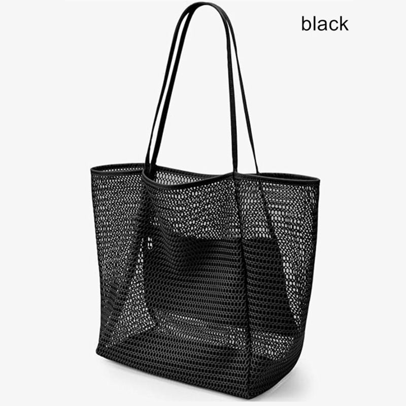 Foldable Mesh Beach Bag, Travel Shoulder Tote Bag, Large Capacity Clothing and Sundries Multi-Purpose Storage Bag