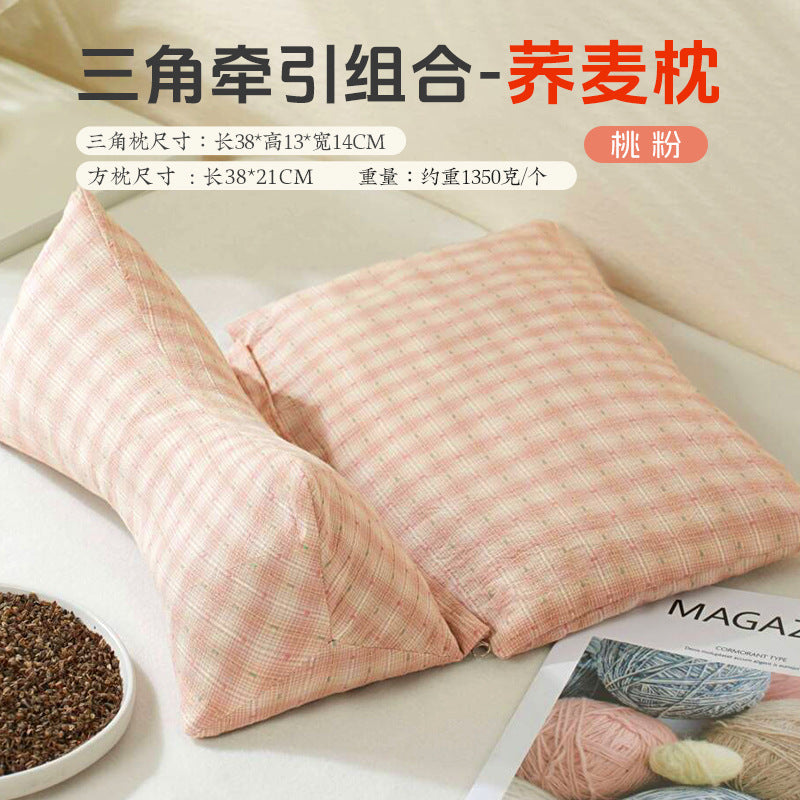 Wholesale Pure Cotton Pure Buckwheat Shell Diamond Cervical Pillow Household Adult Waist Pillow Nap Pillow Wholesale Buckwheat Pillow