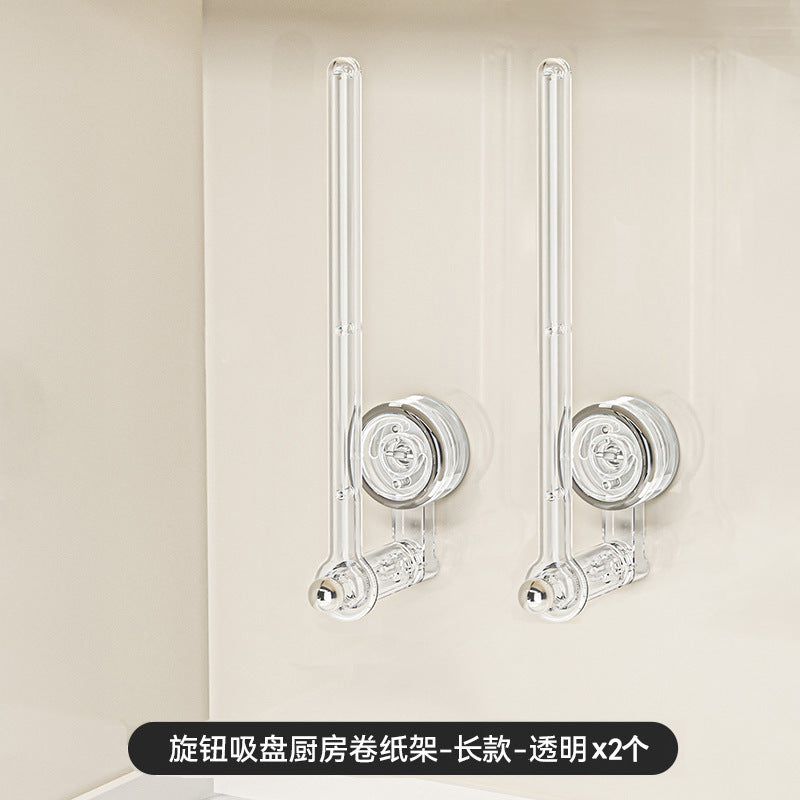 Suction Cup Kitchen Tissue Rack Punch-free Cabinet Paper Hanger Preservative Film Storage Lazy Rag Hanging Rod Roll Paper Rack
