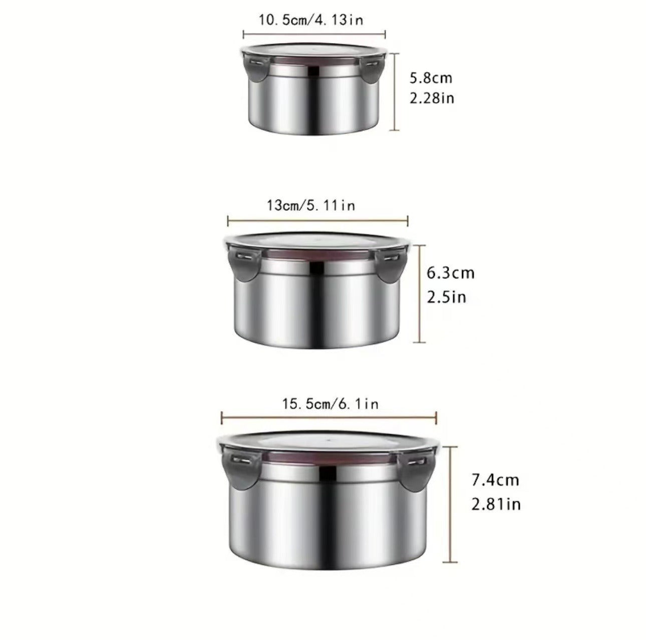 Cross-Border Stainless Steel Crisper Food Storage Box Refrigerator Sealed Box Fruit Lunch Box Lunch Box Korean Three-Piece Set