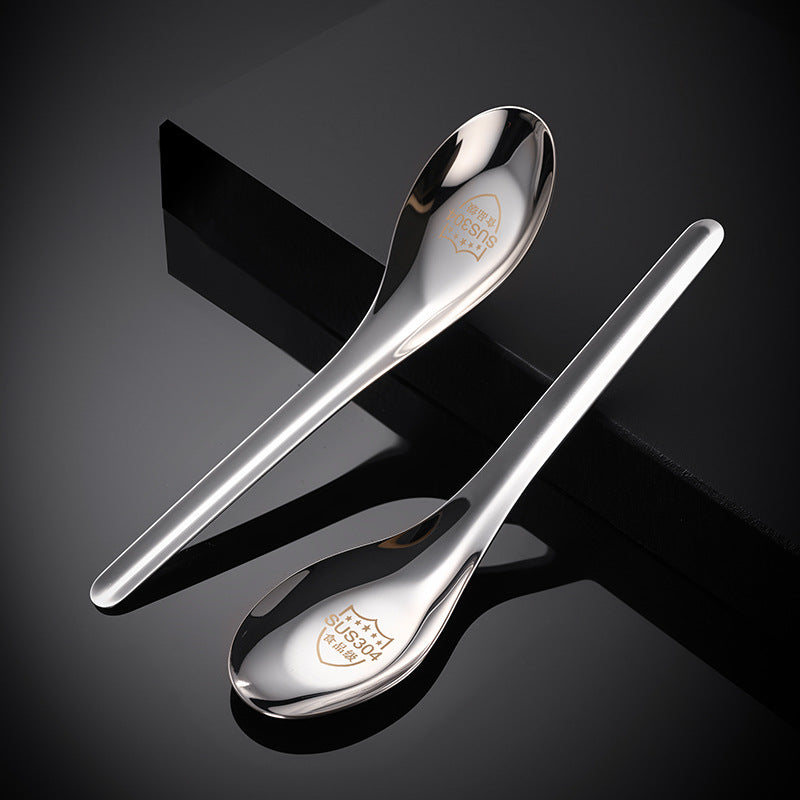 304 Stainless Steel Spoon, New Chinese Style, Thickened and Deepened Flat-Bottomed Spoon for Home Use, Adult Dining Spoon, Children's Soup Spoon