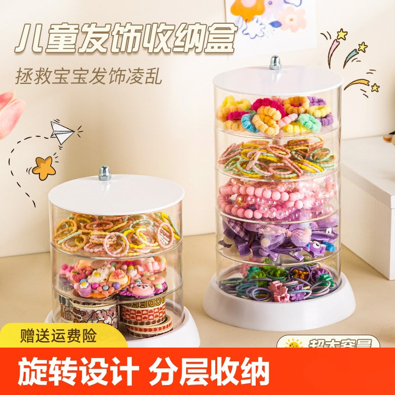 Cross-border TEMU Explosions Hair Accessories Storage Box Rotating Baby Hair Card Headwear Clip Little Girl's Headband Rubber Belt Jewelry