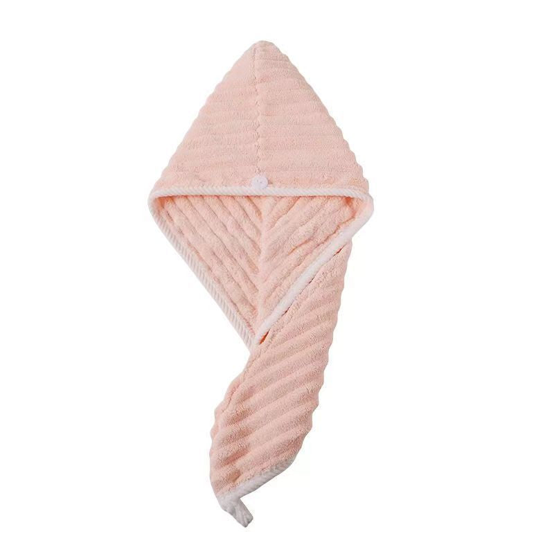 Dry Hair Cap Candy Velvet Thickeneded Water-Absorbent Quick-Drying Shower Cap for Women 2024 New Vertical Striped Turban Cross-Border Labeling Delivery