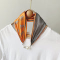 2025 New Magnetic Buckle Silk Scarf Women's Necklace Lazy Summer Pearl Neck Protector Collarbone Scarf Long Headscarf Wholesale