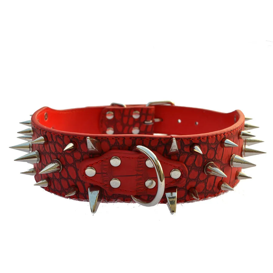 Hot Sale Decorative PU Leather Dog Collar Pointed Nails Rivets Anti Bite Durable Pet Accessories for Big Dogs Pet Accessories