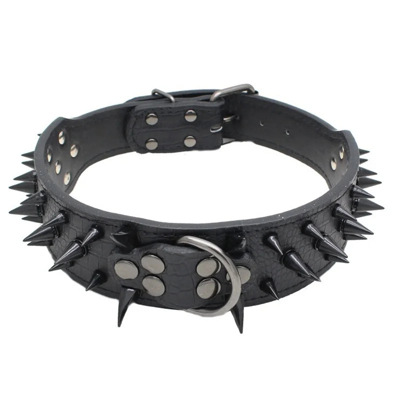 Hot Sale Decorative PU Leather Dog Collar Pointed Nails Rivets Anti Bite Durable Pet Accessories for Big Dogs Pet Accessories