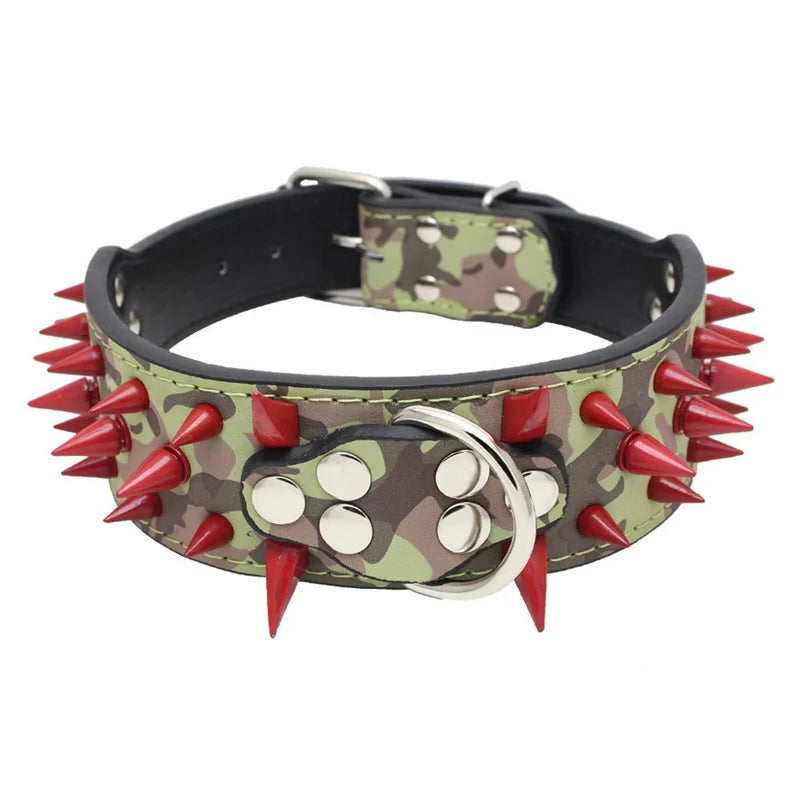 Hot Sale Decorative PU Leather Dog Collar Pointed Nails Rivets Anti Bite Durable Pet Accessories for Big Dogs Pet Accessories