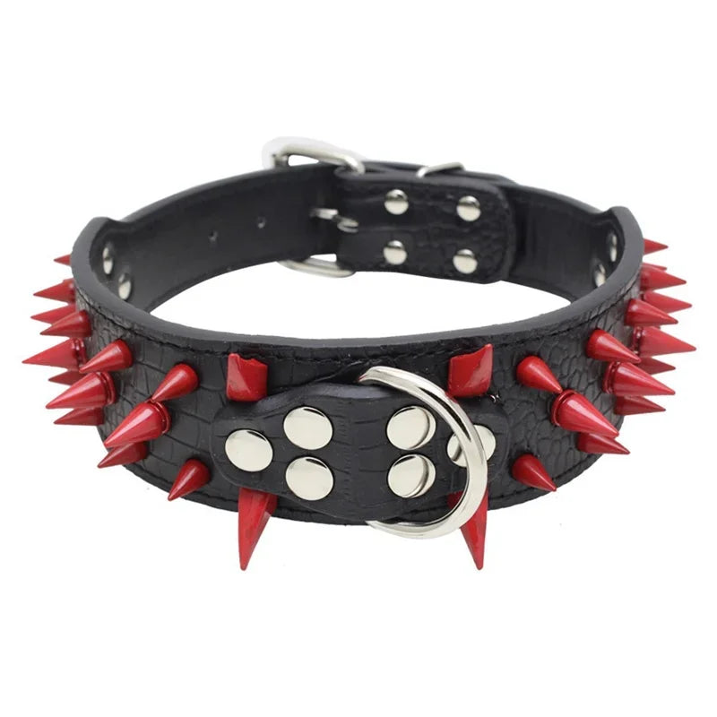 Hot Sale Decorative PU Leather Dog Collar Pointed Nails Rivets Anti Bite Durable Pet Accessories for Big Dogs Pet Accessories