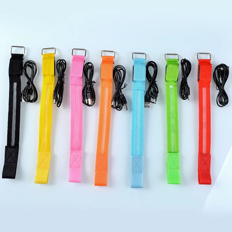 Night Running Armband LED Light Outdoor Sports USB Rechargeable Safety Belt Arm Leg Warning Wristband Cycling Bike Bicycle Light