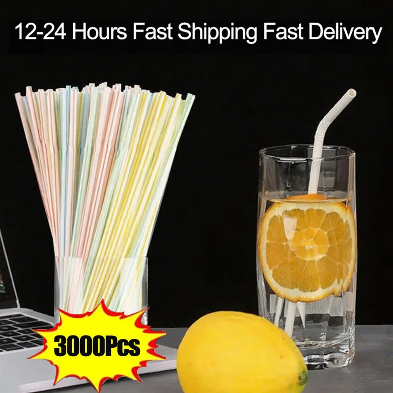 50-3000PCS Colorful & Black Drinking Kunststof Straws Bar Party Wedding Kitchen pajitas plastique Beverage Straw Wholesale