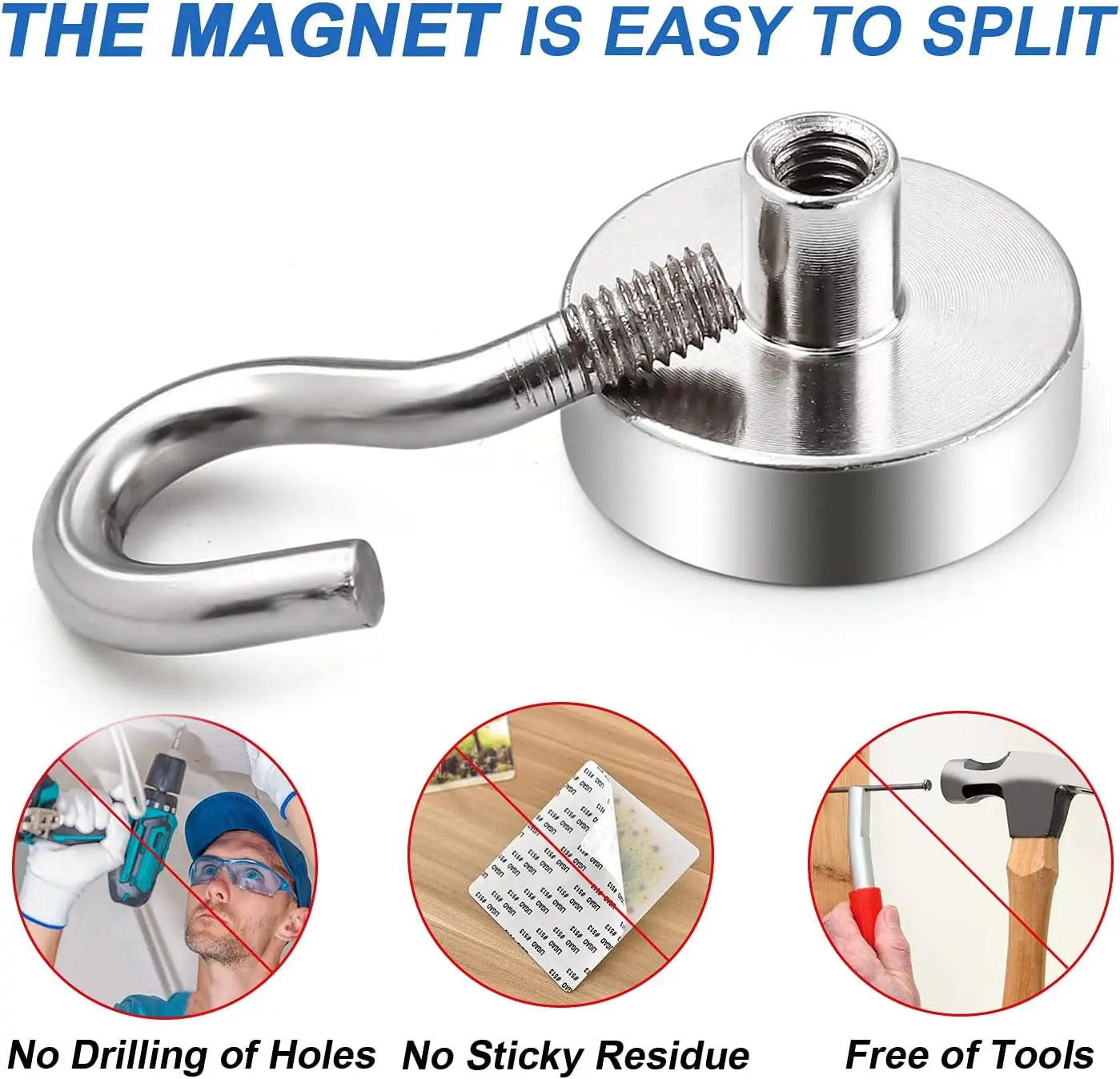 Strong Magnet Hooks for Cruise Ship, Rare Earth Magnets with Hooks for Refrigerator,Hanging,Classroom,Kitchen-4/6/8/10/12Pack