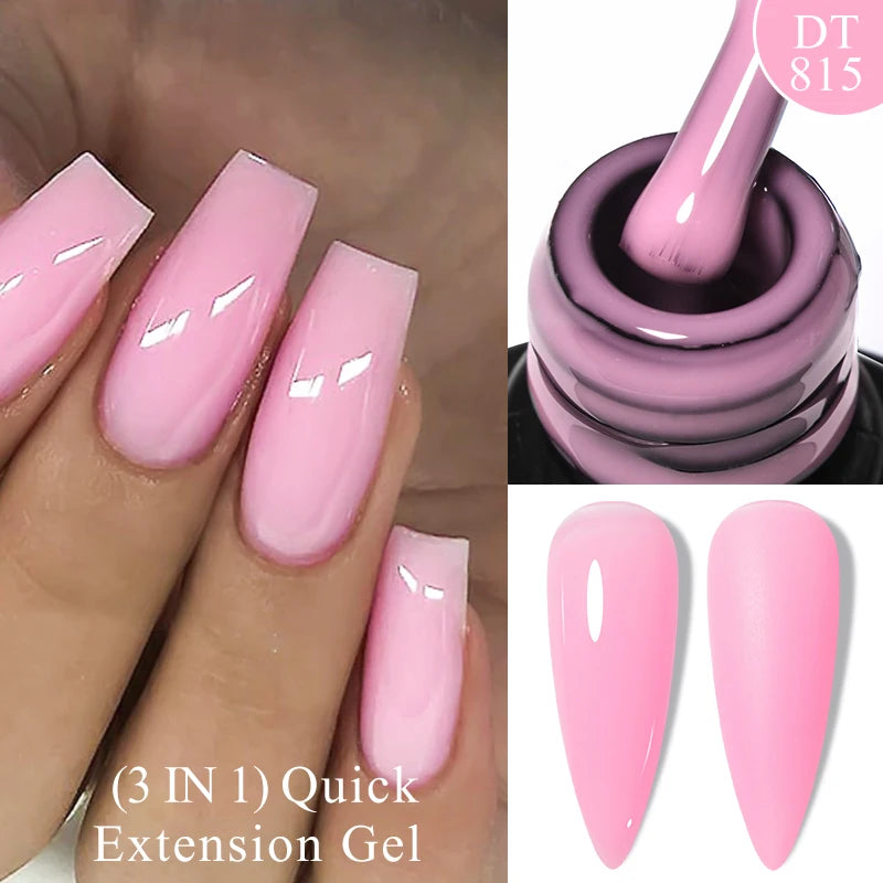 MEET ACROSS 7ml Quick Extension Gel Nail Polish Glitter Pink Gold Purple Milky White UV Gel Finger Prolong Varnish For Nails