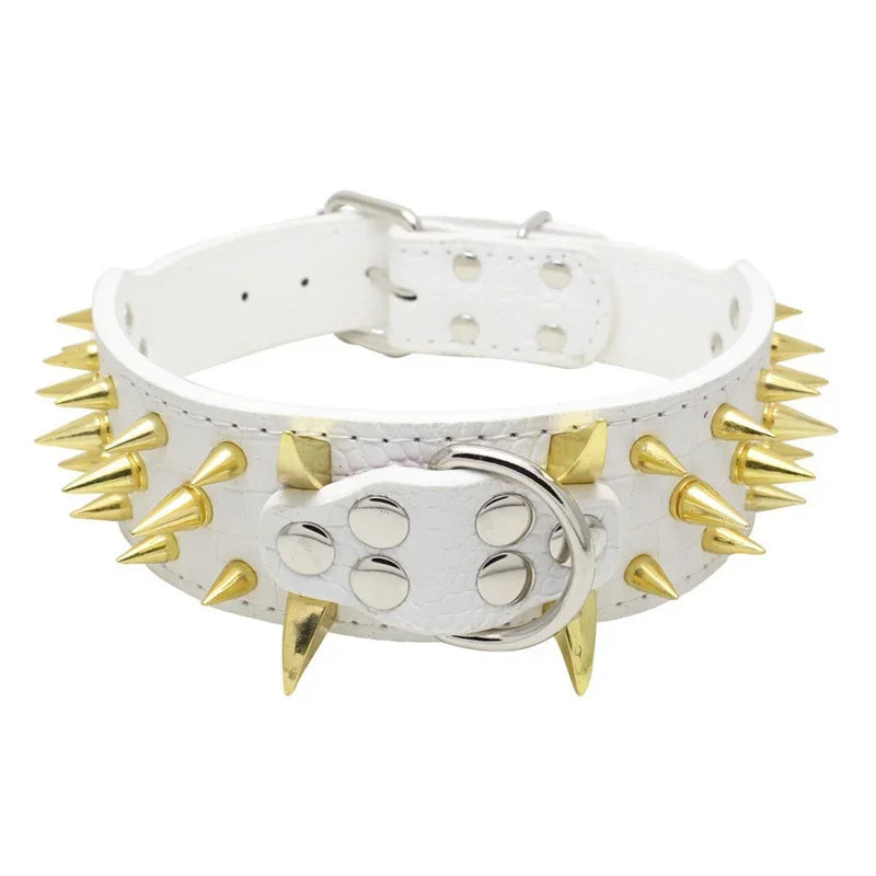 Hot Sale Decorative PU Leather Dog Collar Pointed Nails Rivets Anti Bite Durable Pet Accessories for Big Dogs Pet Accessories