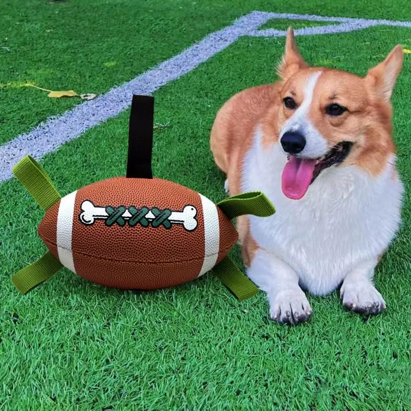 Durable Rubber Dog Soccer Ball - Suitable for all breeds of interactive indoor/outdoor pet toys, with patterned bone design