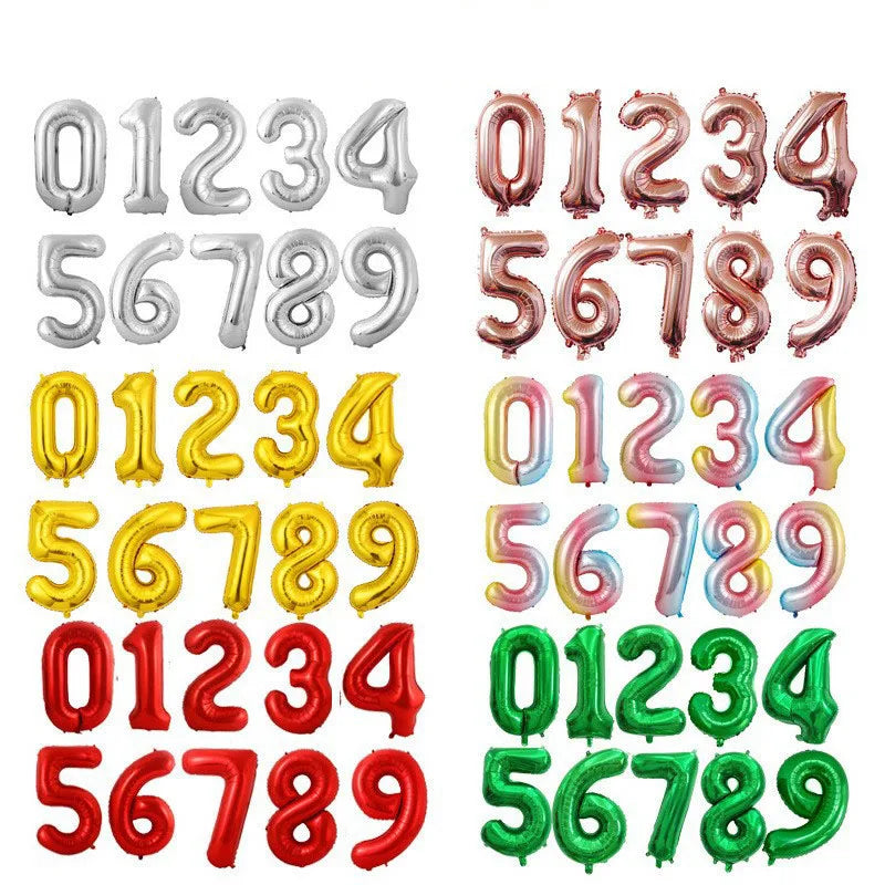 32 Inch Large Number Balloons 0-9 - Multicolor Birthday Decorations, Helium Supported, Party Supplies for Birthday Anniversary C
