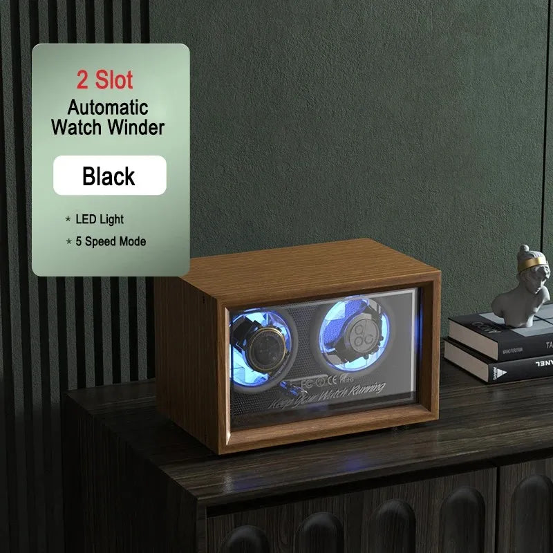 IBBETON Luxury Wood Watch Winder High-End  2 4 6 Slots Automatic Watches Box With Mabuchi Mute Motor Watch Cabinet Clock Storage