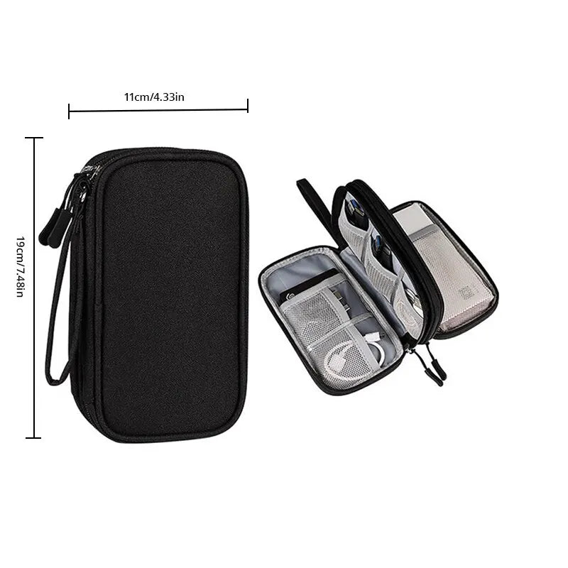 Portable Travel Digital Storage Bag - USB Cable Organizer Headset Charger Case in Grey/Black/Navy for Neatness And Convenience