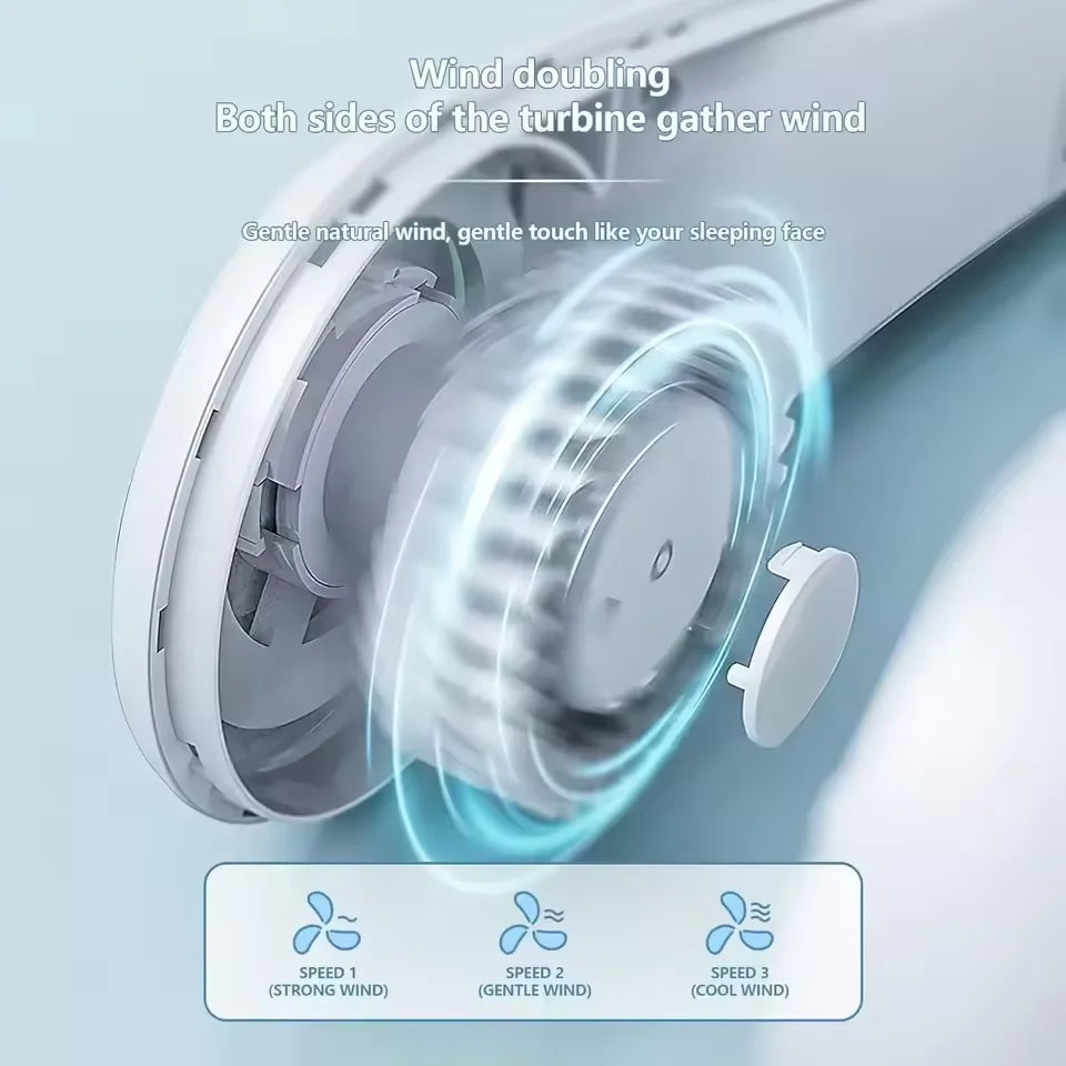Hanging Neck Fan Portable USB Charging Mini Neck Hanging Fan Vaneless Air Cooler Outdoor Silent Multi Functional Sports Fan