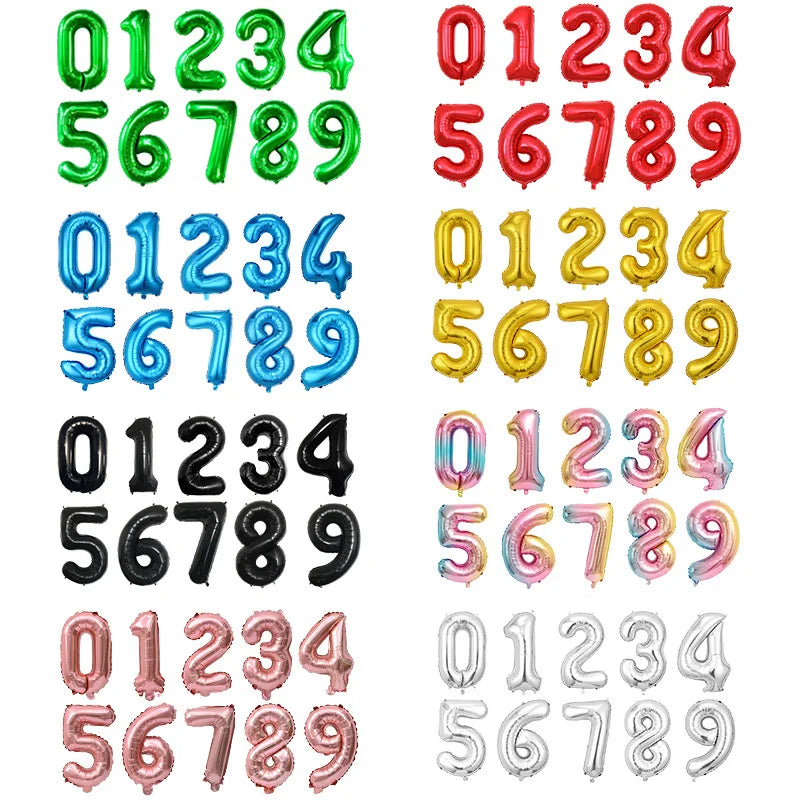 32 Inch Large Number Balloons 0-9 - Multicolor Birthday Decorations, Helium Supported, Party Supplies for Birthday Anniversary C