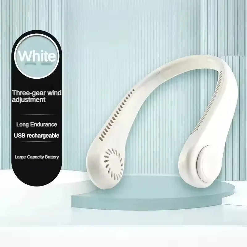Hanging Neck Fan Portable USB Charging Mini Neck Hanging Fan Vaneless Air Cooler Outdoor Silent Multi Functional Sports Fan