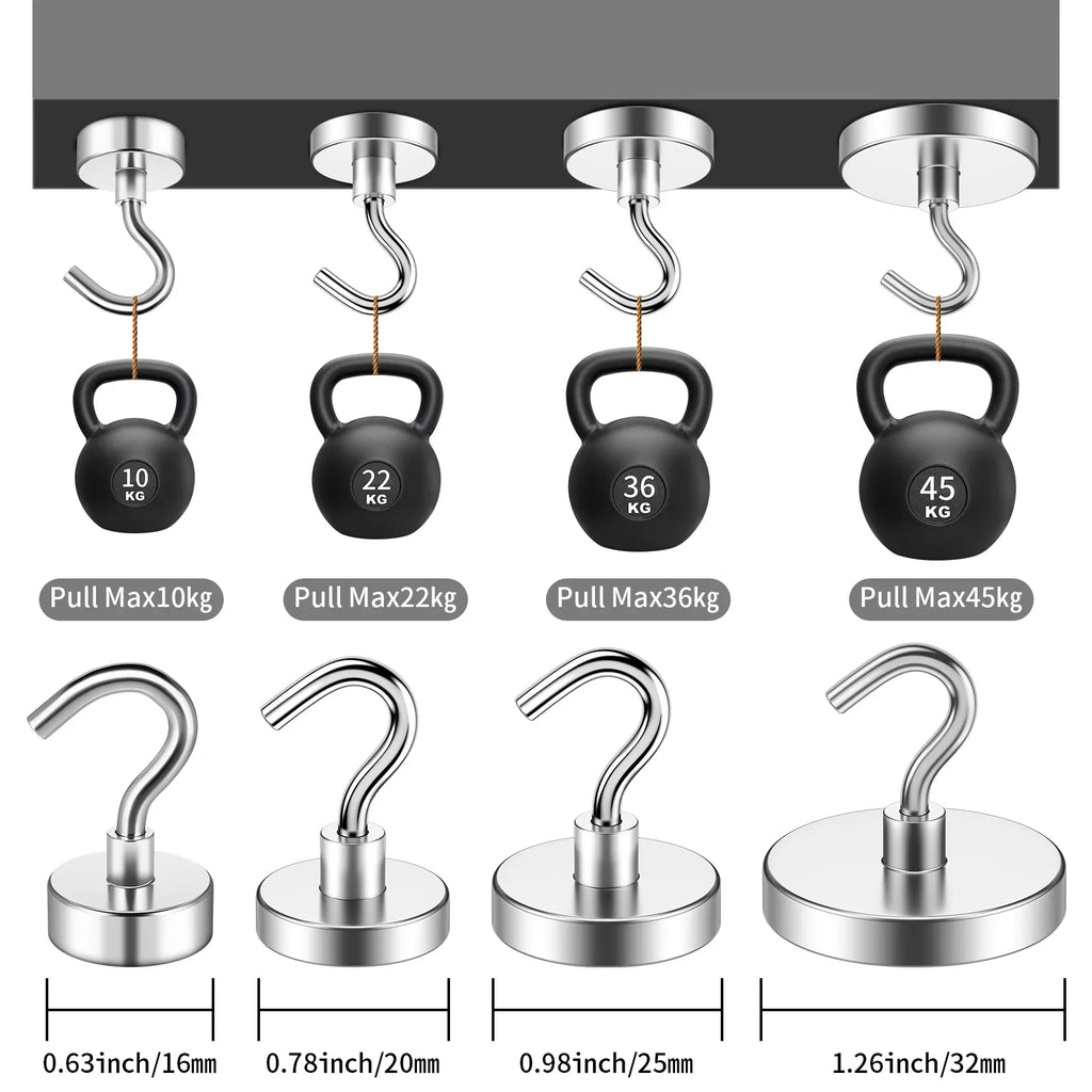 Strong Magnet Hooks for Cruise Ship, Rare Earth Magnets with Hooks for Refrigerator,Hanging,Classroom,Kitchen-4/6/8/10/12Pack