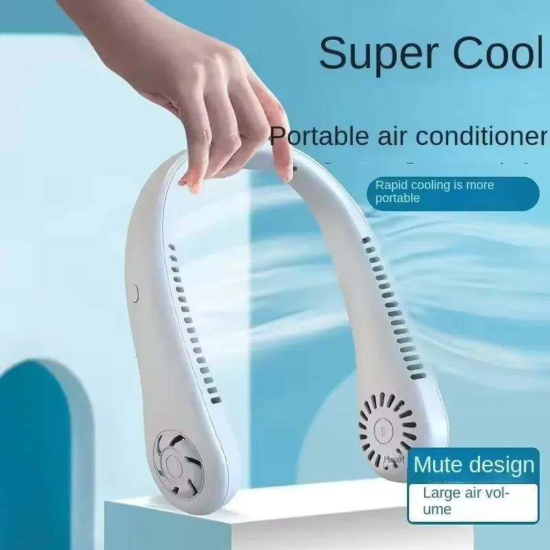 Hanging Neck Fan Portable USB Charging Mini Neck Hanging Fan Vaneless Air Cooler Outdoor Silent Multi Functional Sports Fan