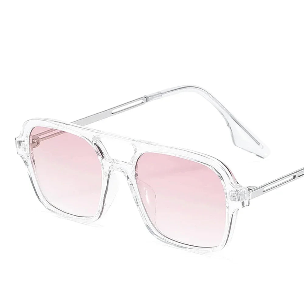 XaYbZc Retro Double Bridges Women Sunglasses Fashion Pink Gradient Eyewear Trending Hollow Leopard Blue Sun Glasses Men Shades