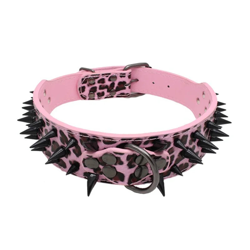 Hot Sale Decorative PU Leather Dog Collar Pointed Nails Rivets Anti Bite Durable Pet Accessories for Big Dogs Pet Accessories