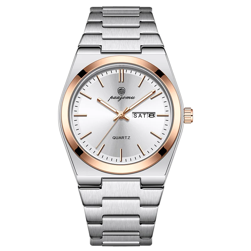 PAAZOMU Fashion Men's Quartz Watch Stainless Steel Waterproof Luminous Man Watch Chronograph Date Multifunction Watches For Men