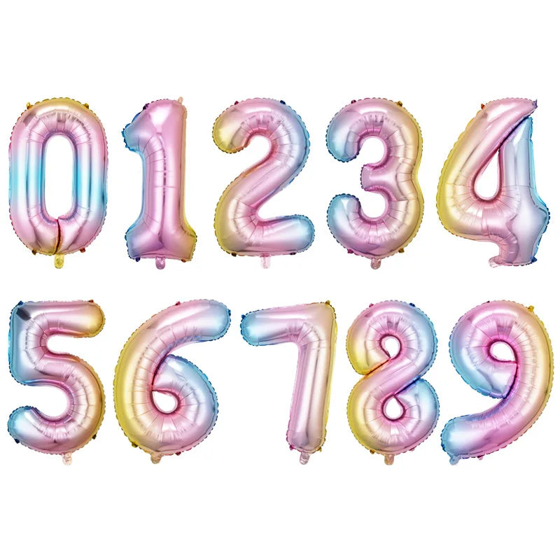 32 Inch Large Number Balloons 0-9 - Multicolor Birthday Decorations, Helium Supported, Party Supplies for Birthday Anniversary C