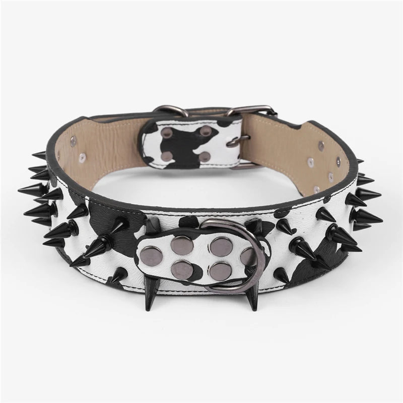 Hot Sale Decorative PU Leather Dog Collar Pointed Nails Rivets Anti Bite Durable Pet Accessories for Big Dogs Pet Accessories