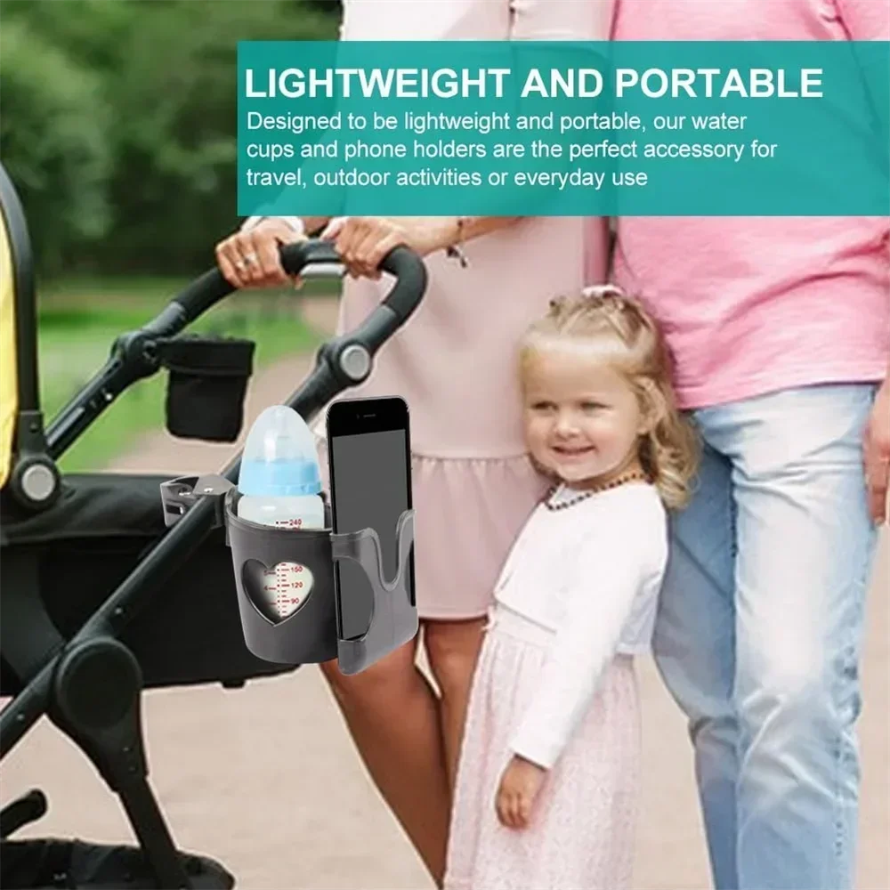 2-in-1 Baby Stroller Cup Holder Phone Holder Multifunctional Universal Infant Bottle Holder Stroller Accessories Cup Holder