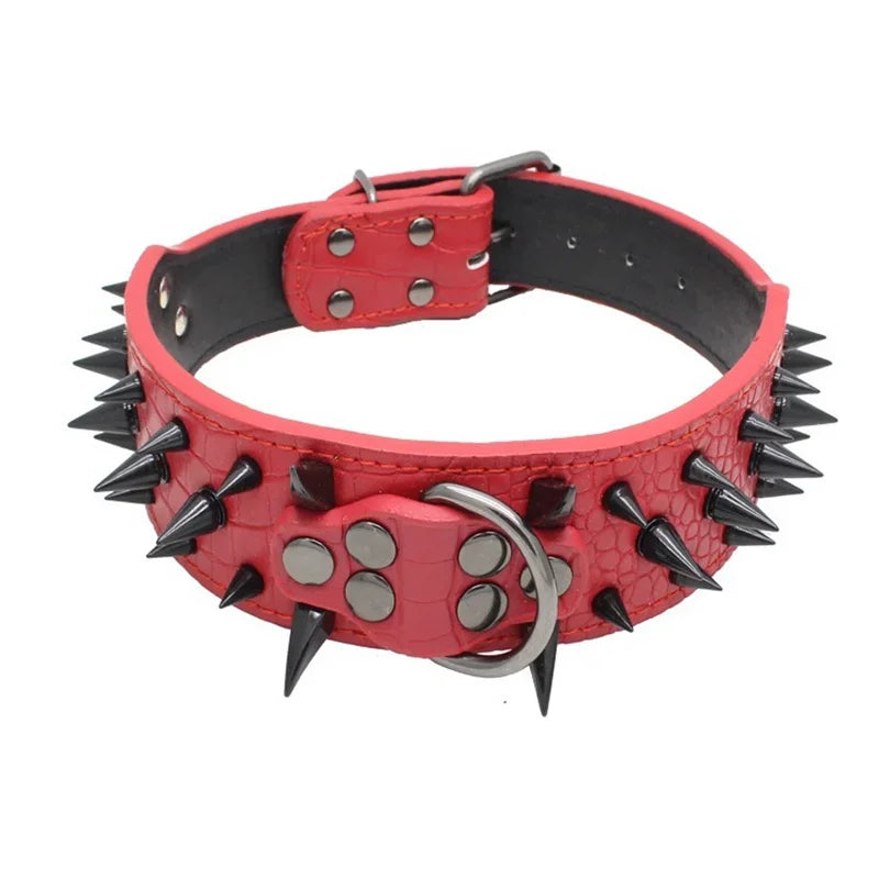Hot Sale Decorative PU Leather Dog Collar Pointed Nails Rivets Anti Bite Durable Pet Accessories for Big Dogs Pet Accessories