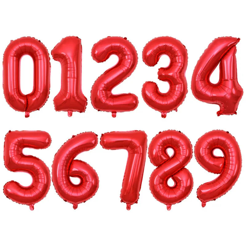 32 Inch Large Number Balloons 0-9 - Multicolor Birthday Decorations, Helium Supported, Party Supplies for Birthday Anniversary C