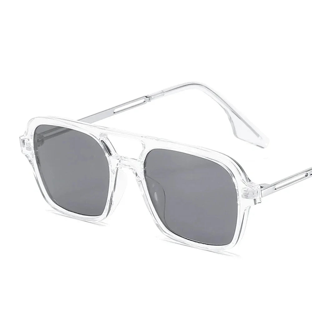 XaYbZc Retro Double Bridges Women Sunglasses Fashion Pink Gradient Eyewear Trending Hollow Leopard Blue Sun Glasses Men Shades