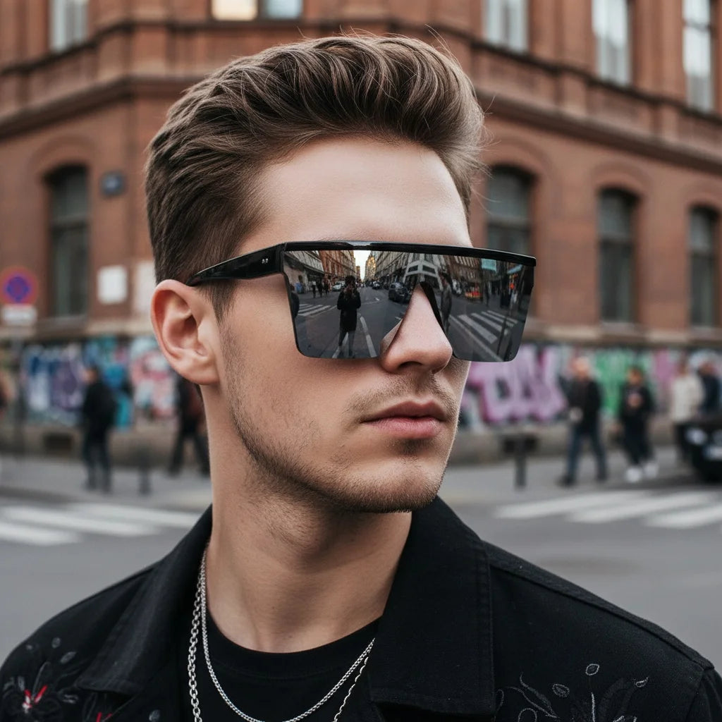 European And American Style Large Frame Integrated Sunglasses Ins Street Shooting Sunscreen Sunglasses For Men And Women 1914