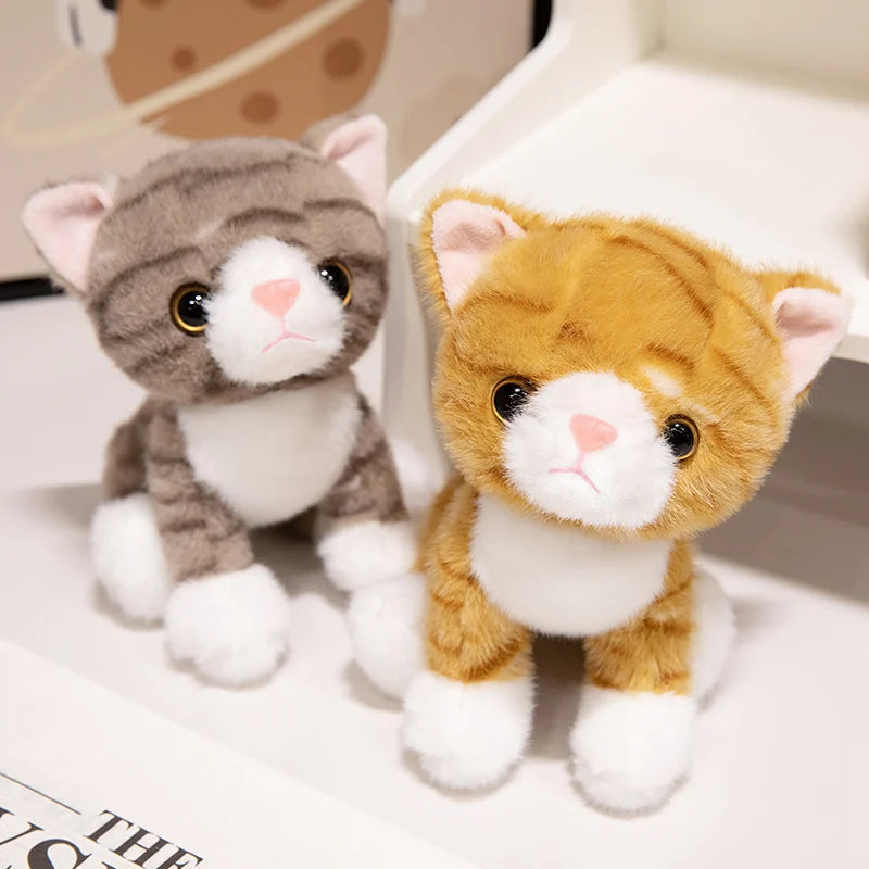 15CM Cute Simulated Cat Doll Plush Toy Stuffed Soft Animal Plush White Gray Kitten Car Pendant Keychain Kids Girls Gift Pet Toys