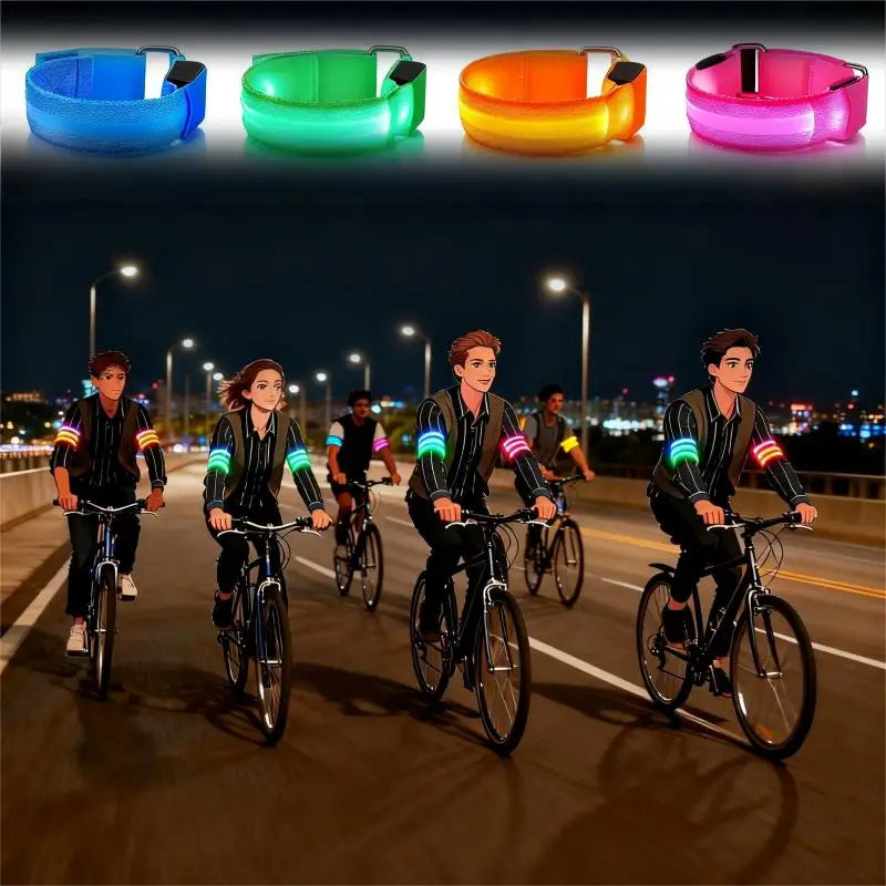 Night Running Armband LED Light Outdoor Sports USB Rechargeable Safety Belt Arm Leg Warning Wristband Cycling Bike Bicycle Light