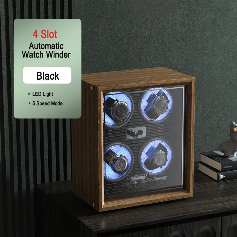 IBBETON Luxury Wood Watch Winder High-End  2 4 6 Slots Automatic Watches Box With Mabuchi Mute Motor Watch Cabinet Clock Storage